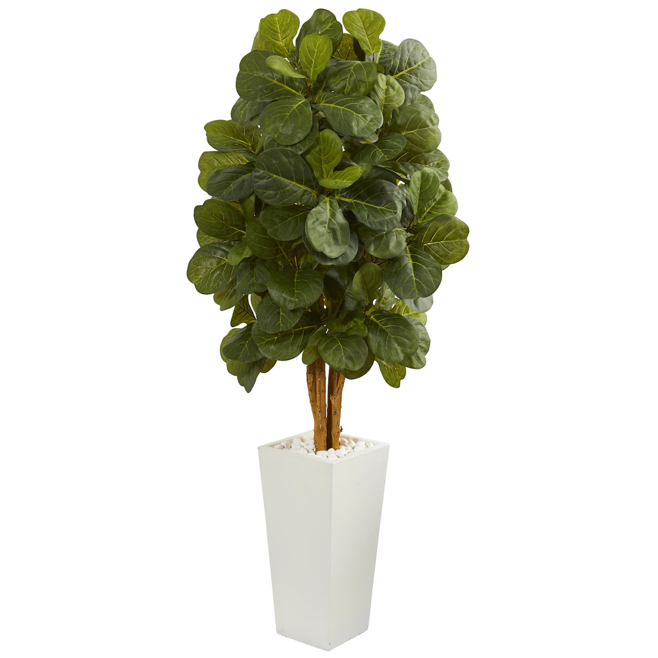 5ft. Fiddle Leaf Artificial Tree in White Tower Planter